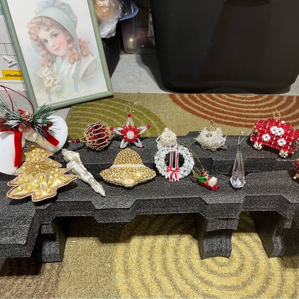 Holiday Ornament Set with Gold and Red Accents